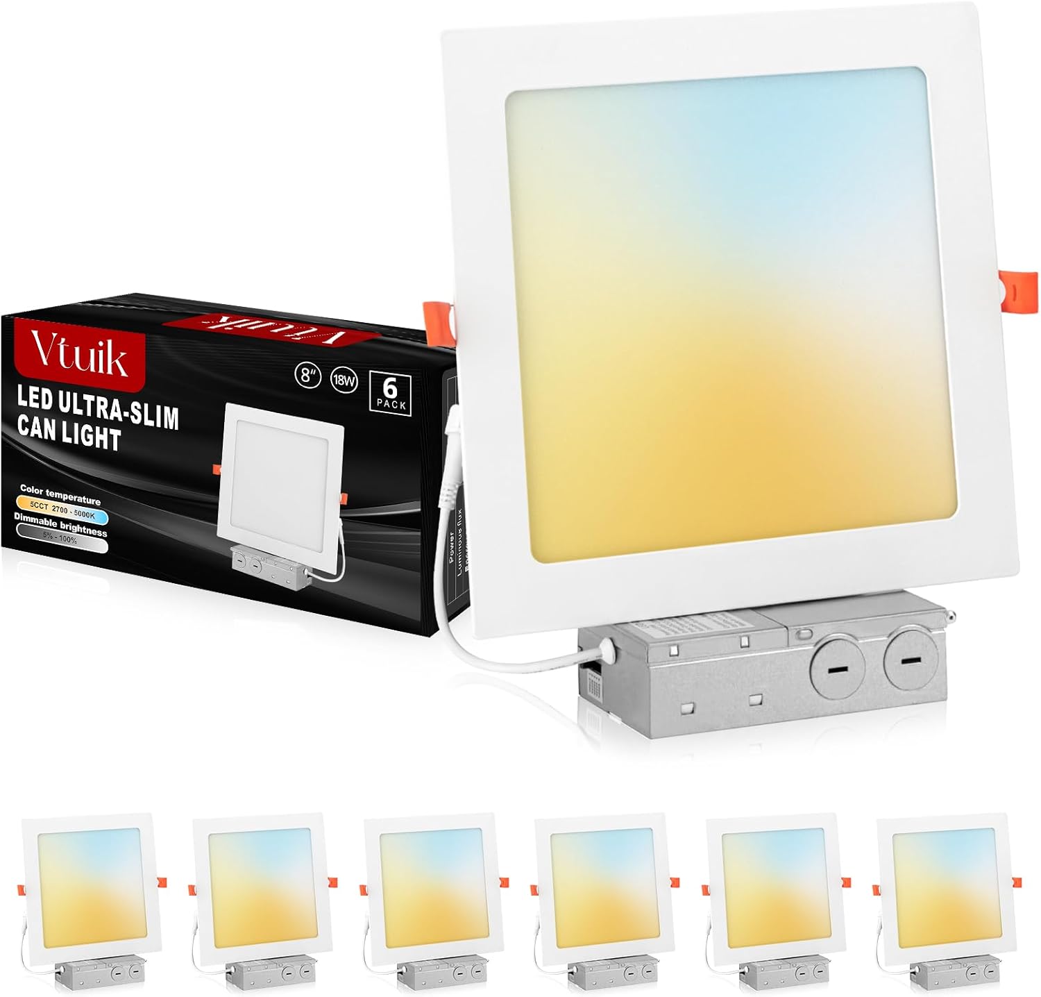 8 Inch Square LED Recessed Ceiling Light for Modern Spaces