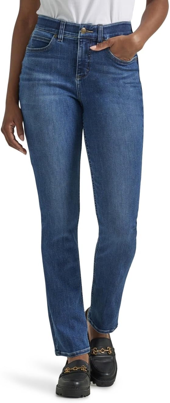 Lee Womens Petite Ultra Lux Comfort Flex Motion Straight Leg Jean