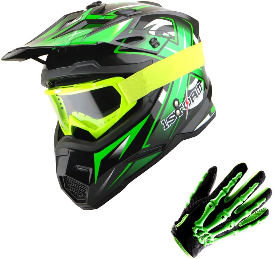 1Storm Motocross Helmet Bundle with Goggles and Gloves for Racing