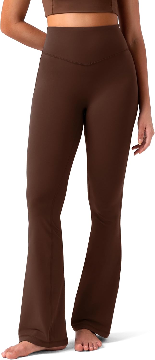 Colorfulkoala No Front Seam Flare Leggings for Women Comfort