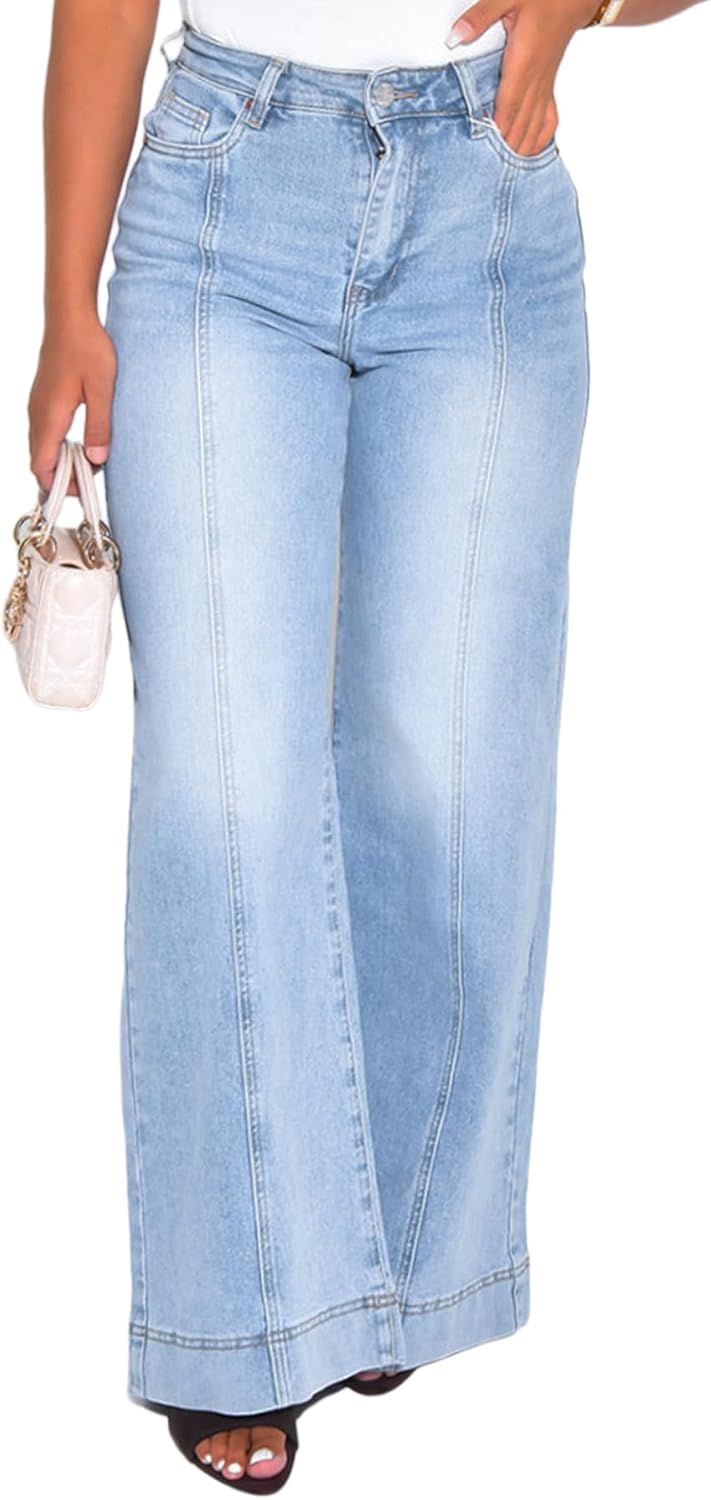 FairBeauty Women's High Waist Baggy Denim Jeans for Casual Style