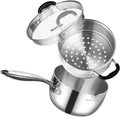 3.5 Quart Stainless Steel Saucepan with Steamer - Even Heat, No