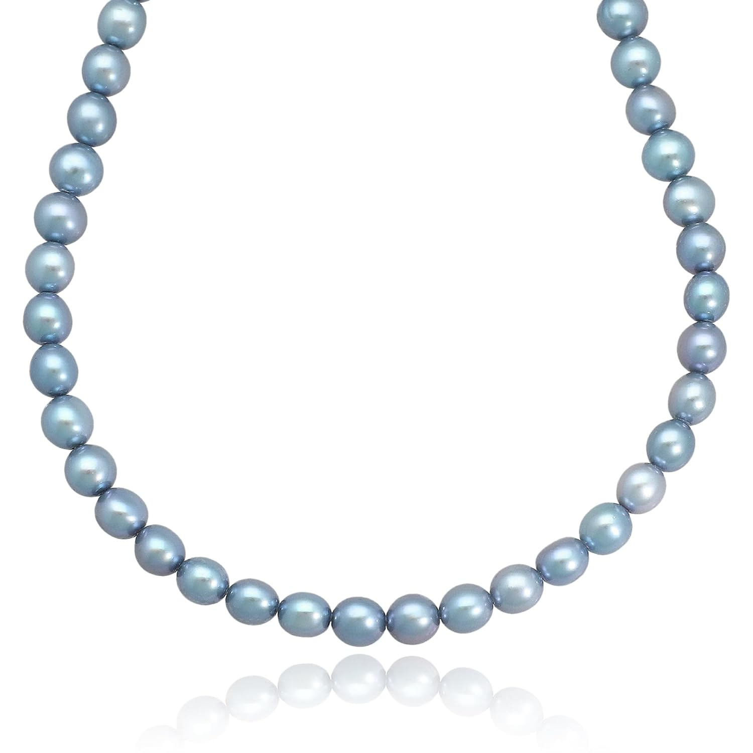 Fresh Water Round Blue Pearls Necklace for Special Occasions