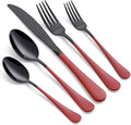 20-Piece Black and Purple Stainless Steel Flatware Set - Durable