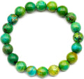 Natural Fluorite Beaded Stretchy Bracelet - Genuine Green (Style QQBG)