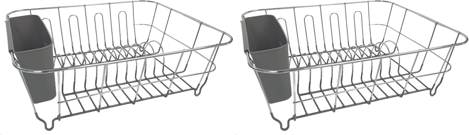 Compact 2-Piece Dish Drying Rack & Cutlery Holder Set