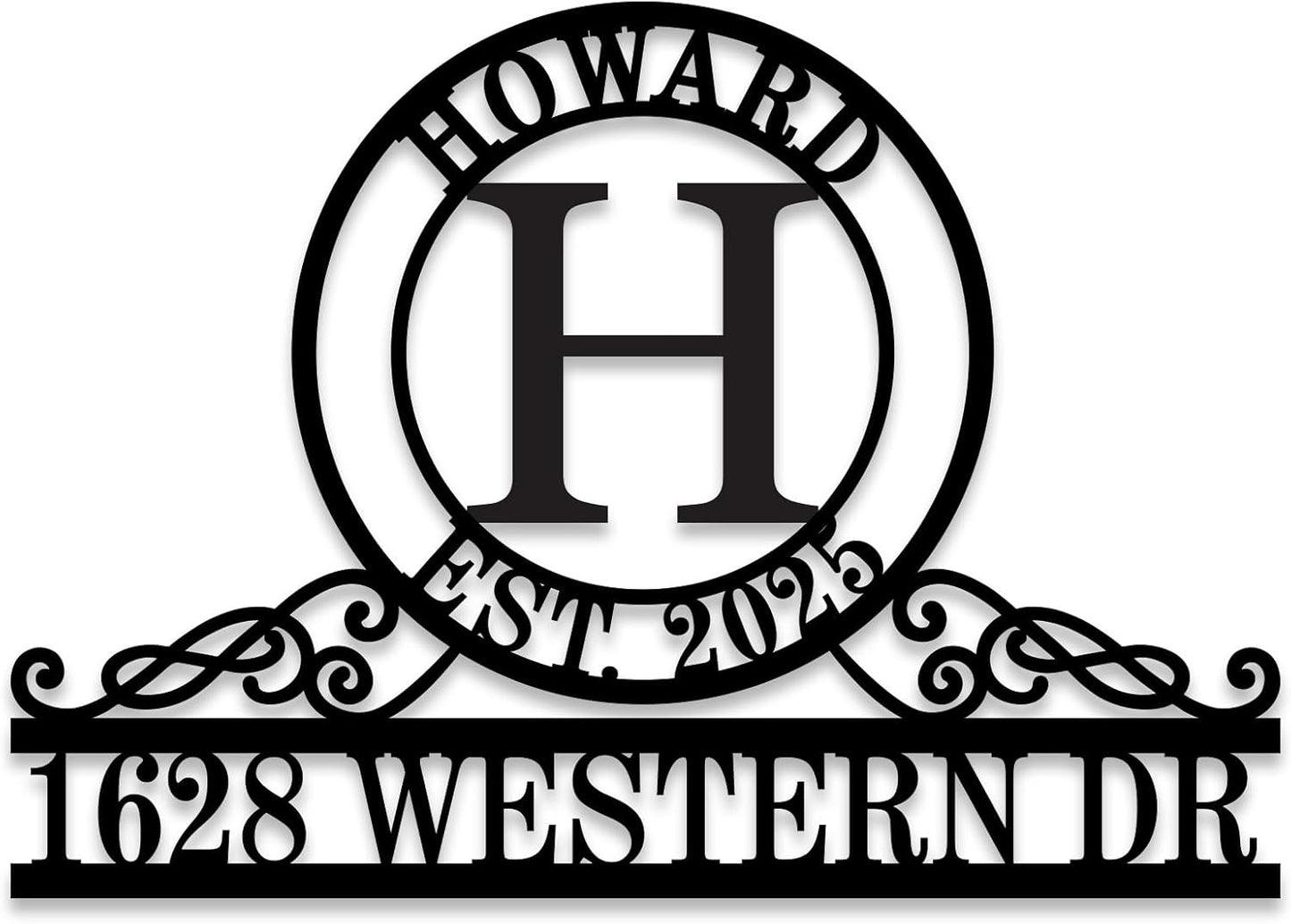 Personalized Monogram Metal Address Sign for Your Home
