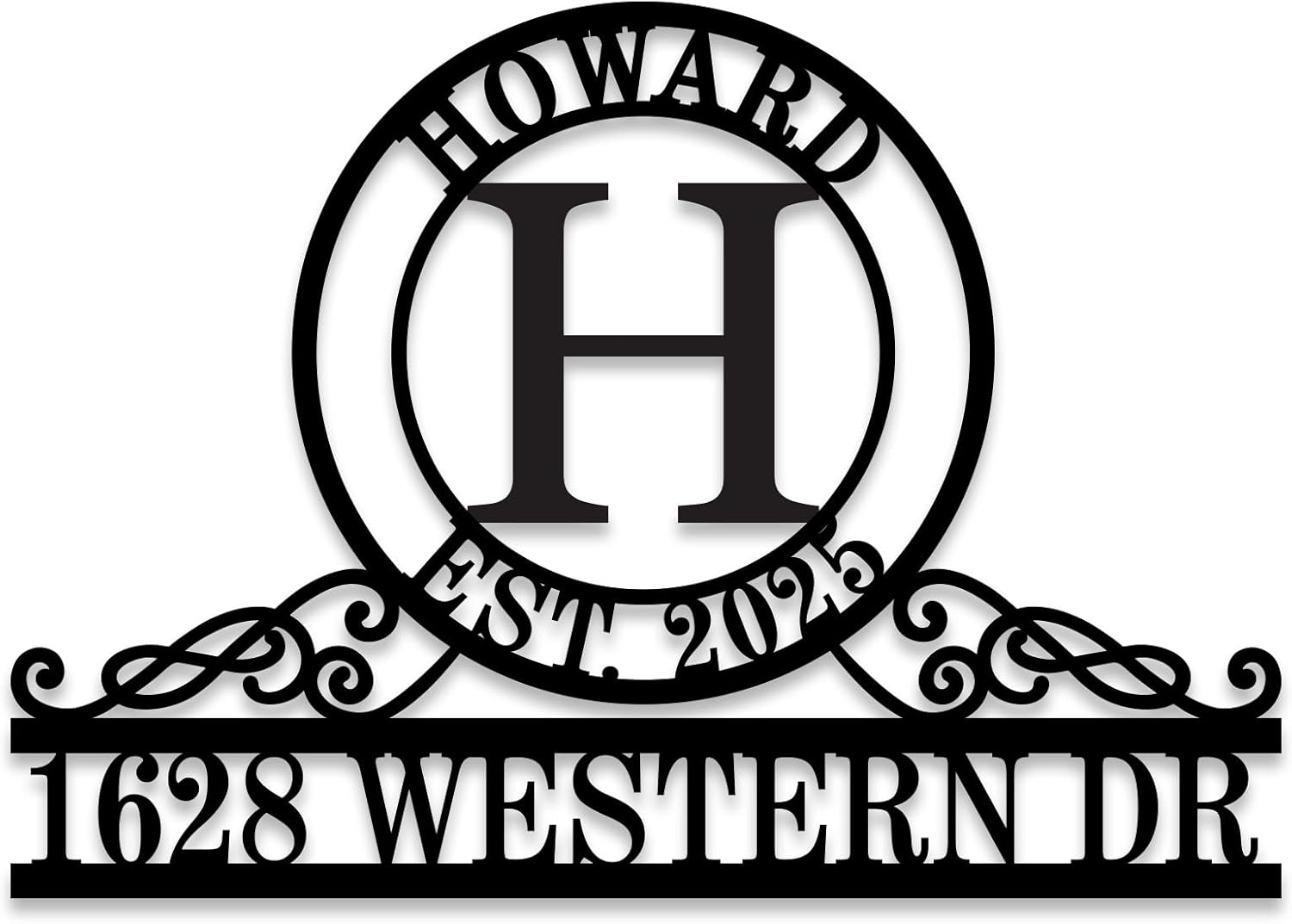 Personalized Monogram Metal Address Sign for Your Home