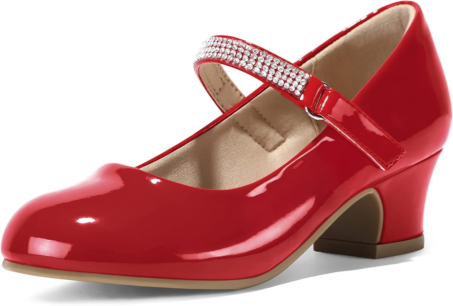 K KomForme Mary Jane Shoes for Little and Big Kids with Rhinestones