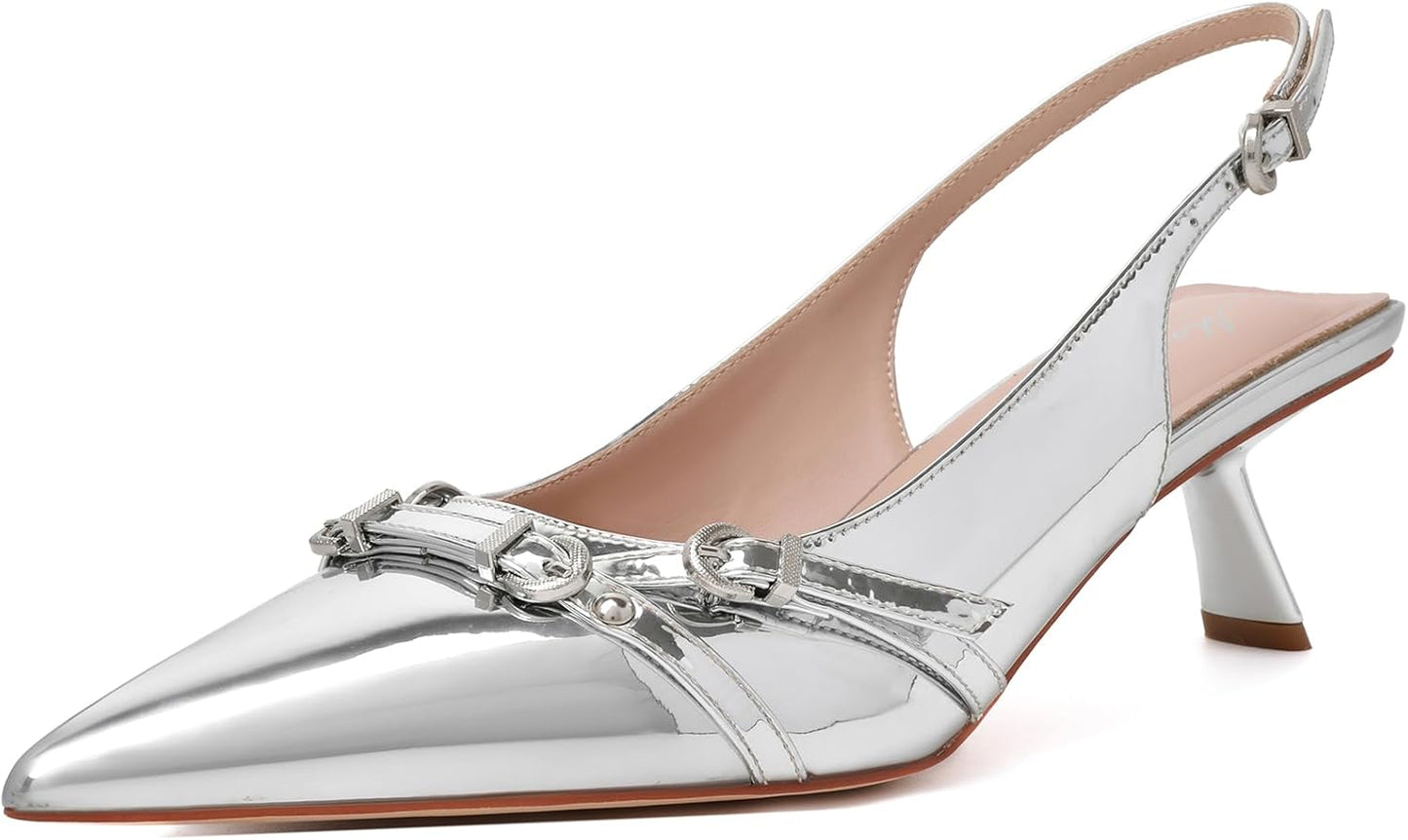 Mostrin Kitten Heels for Women: Stylish Slingback Pumps