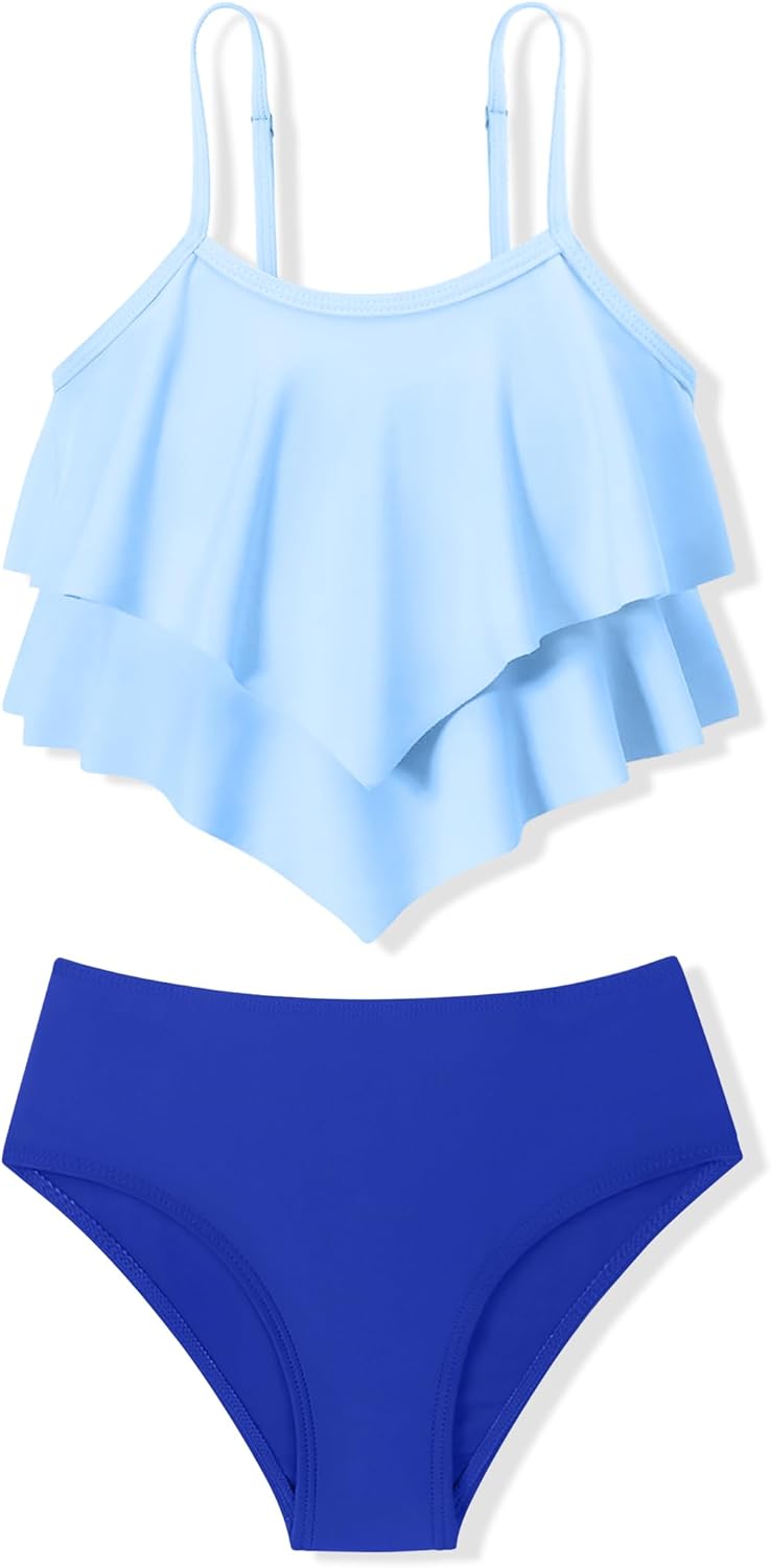 Oklady Girls Swimsuit 2 Piece Bikini Set with Ruffles