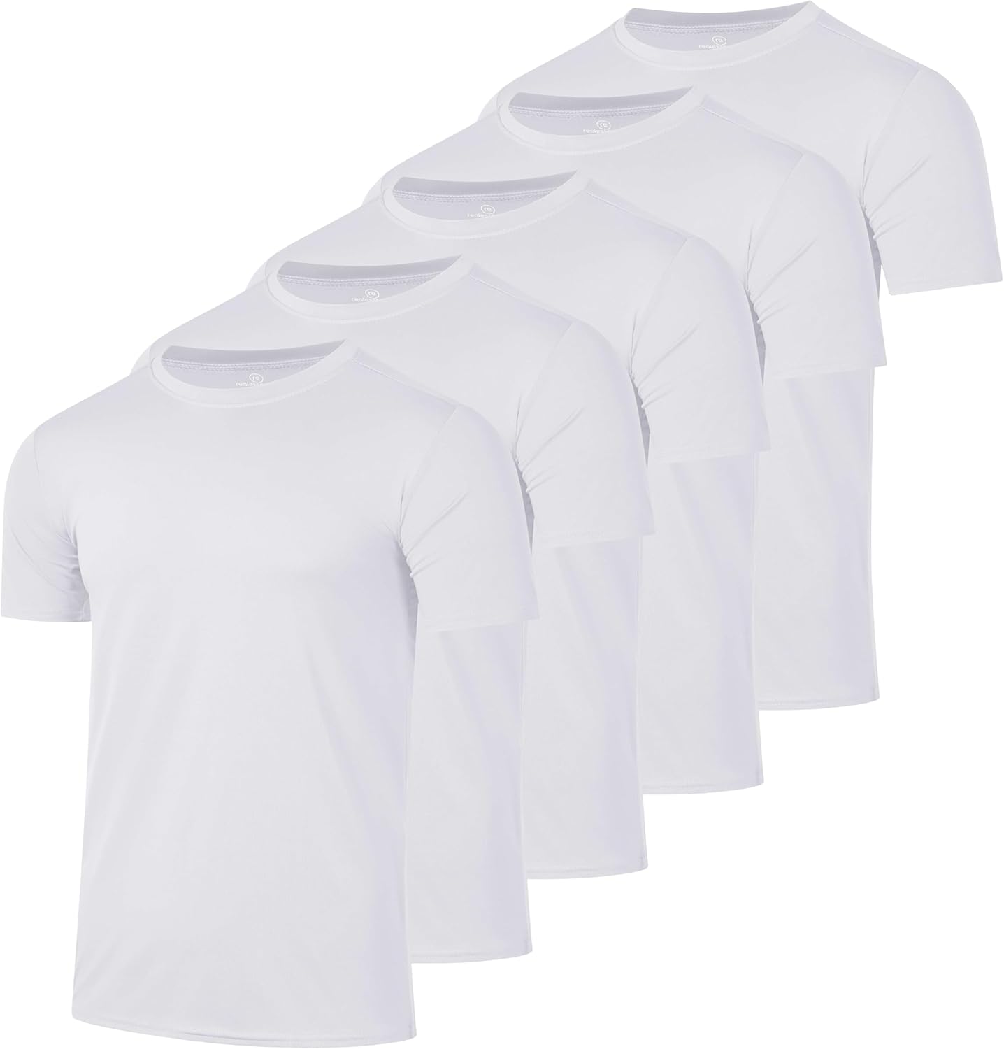 Real Essentials 5 Pack Mens Short Sleeve Active Crew Neck T Shirts