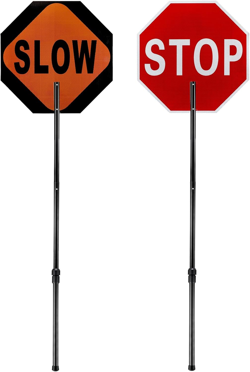 Kanayu 18x18 Inch Reflective Stop Slow Paddle Sign for Traffic