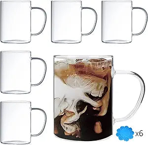 16oz Glass Coffee Cups Set of 6 for Espresso and Latte Lovers