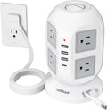 Tower Power Strip Surge Protector 10 Ft - Compact 13-in-1 Charging