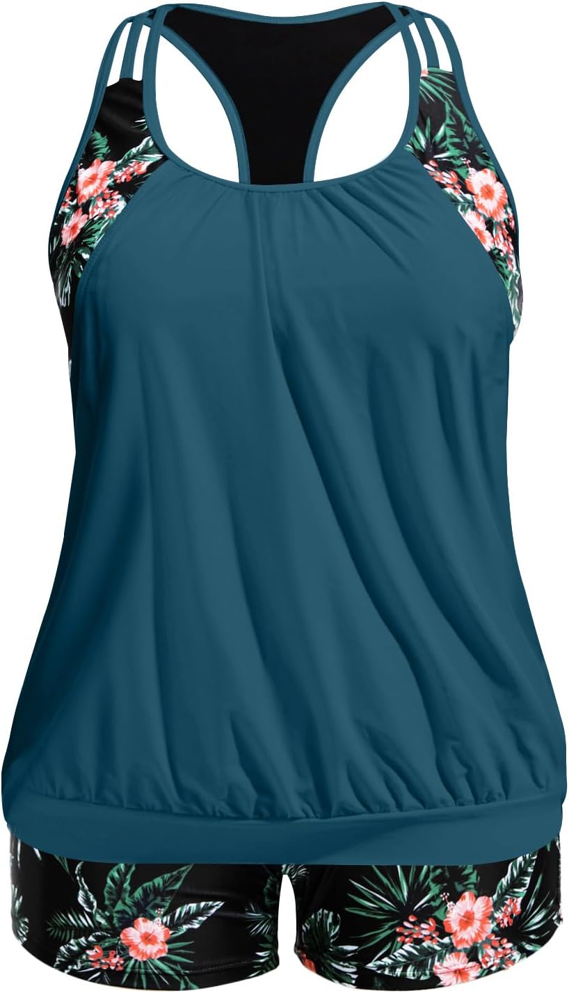 Holipick Plus Size Tankini Swimsuit for Women with Tummy Control