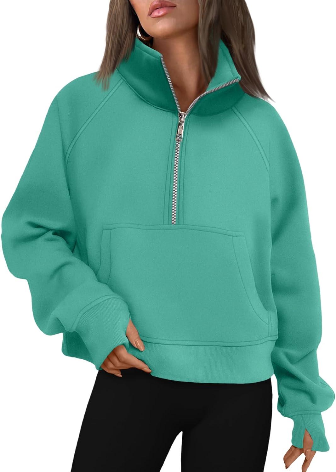 AUTOMET Womens Half Zip Cropped Pullover for Fall Fashion