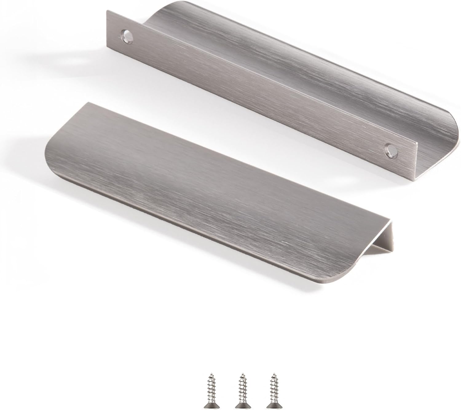 Edge Finger Tab Pulls for Cabinets - Modern Brushed Nickel Design