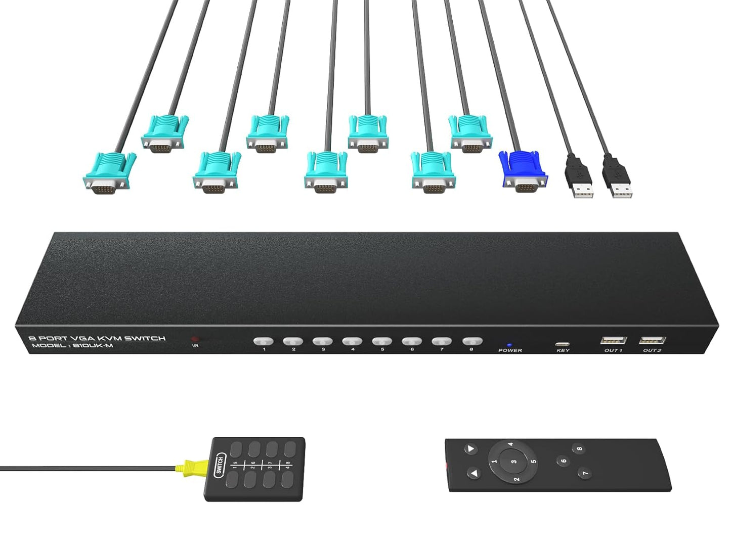8 Port VGA KVM Switch with Remote for Multi-Device Control