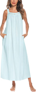 Cotton Nightgowns for Women Embroidery Sleeveless Night Gown Clothing