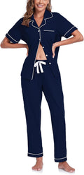 COLORFULLEAF Women's 100% Cotton Pajama Set - Soft Button Down Shoes