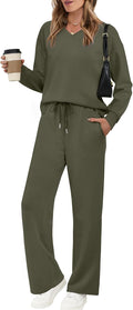 WIHOLL Lounge Sets for Women: Cozy V Neck 2 Piece Outfits