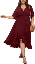 SCOMCHIC Plus Size Maxi Dress Wrap V Neck High Low - Flattering Fit