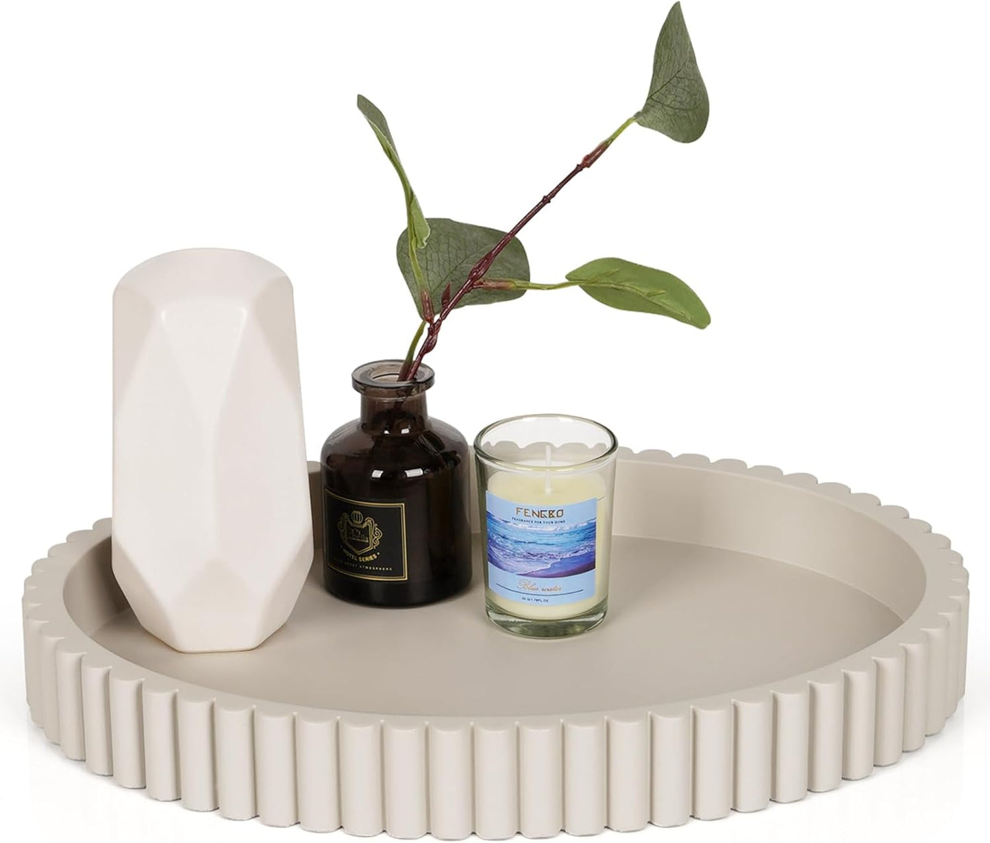 Oval Concrete Coffee Table Tray for Modern Home Decor Centerpieces