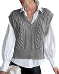 Sweater Vest for Women V Neck Sleeveless Knit Solid Casual Ribbed fall