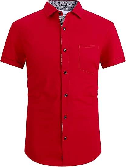 Damipow Mens Short Sleeve Dress Shirts for Business Casual Wear