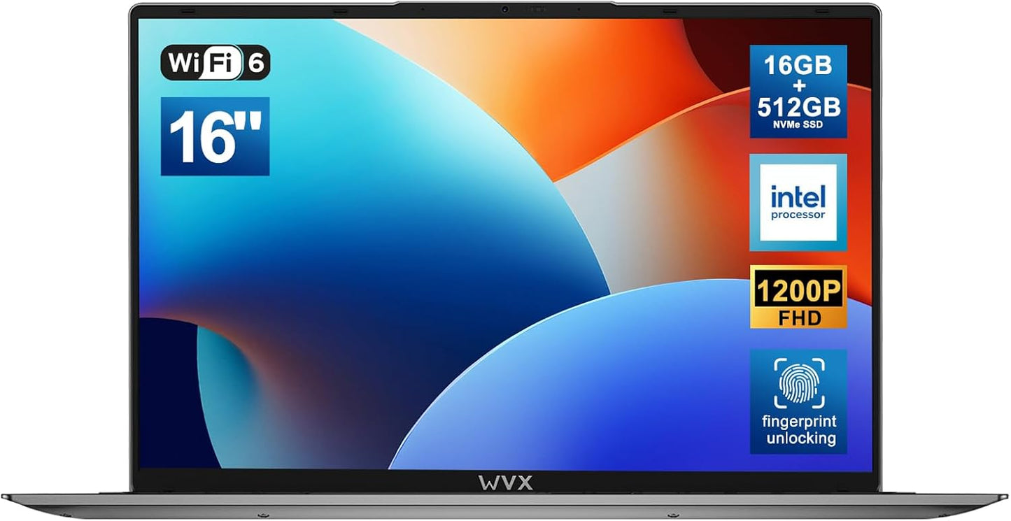 16 Inch FHD Laptop with 16GB RAM and 512GB SSD for All Needs