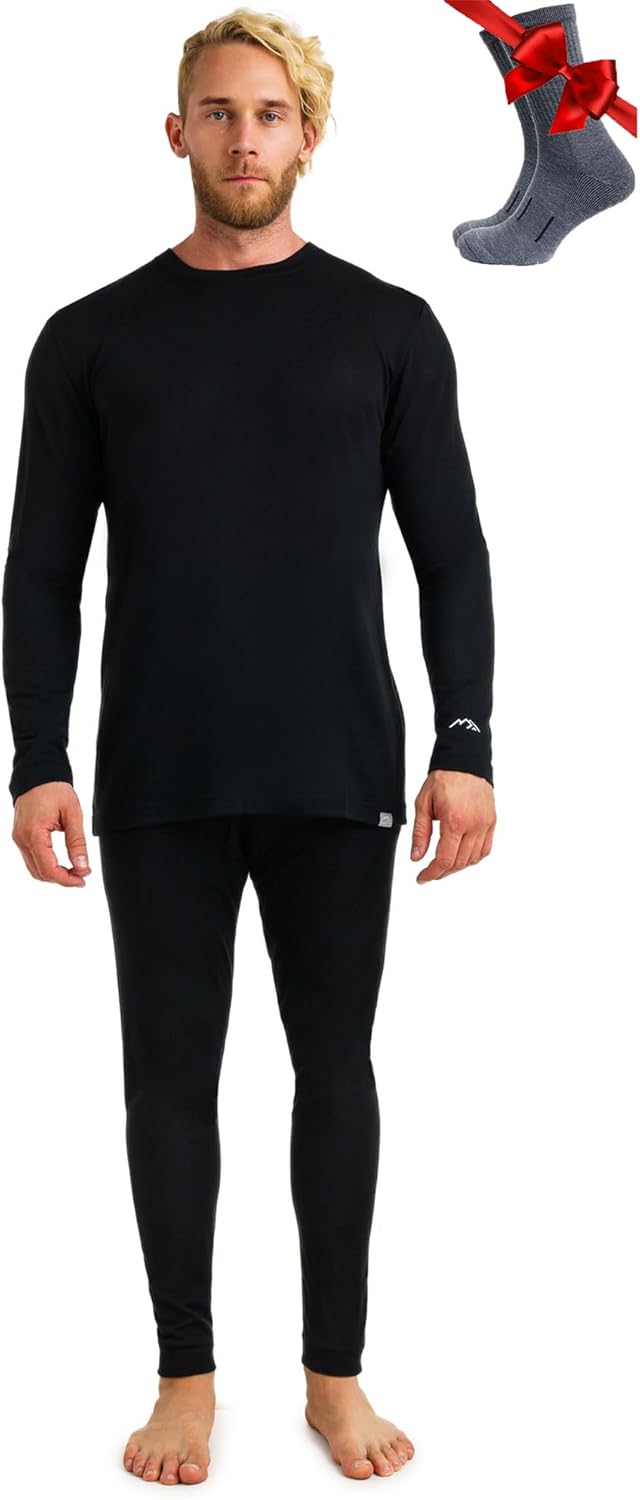 Merino Wool Base Layer Mens Set - Heavyweight, Midweight, Lite
