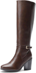Women's Knee-High Boots Comfortable Chunky Block Heel - Versatile