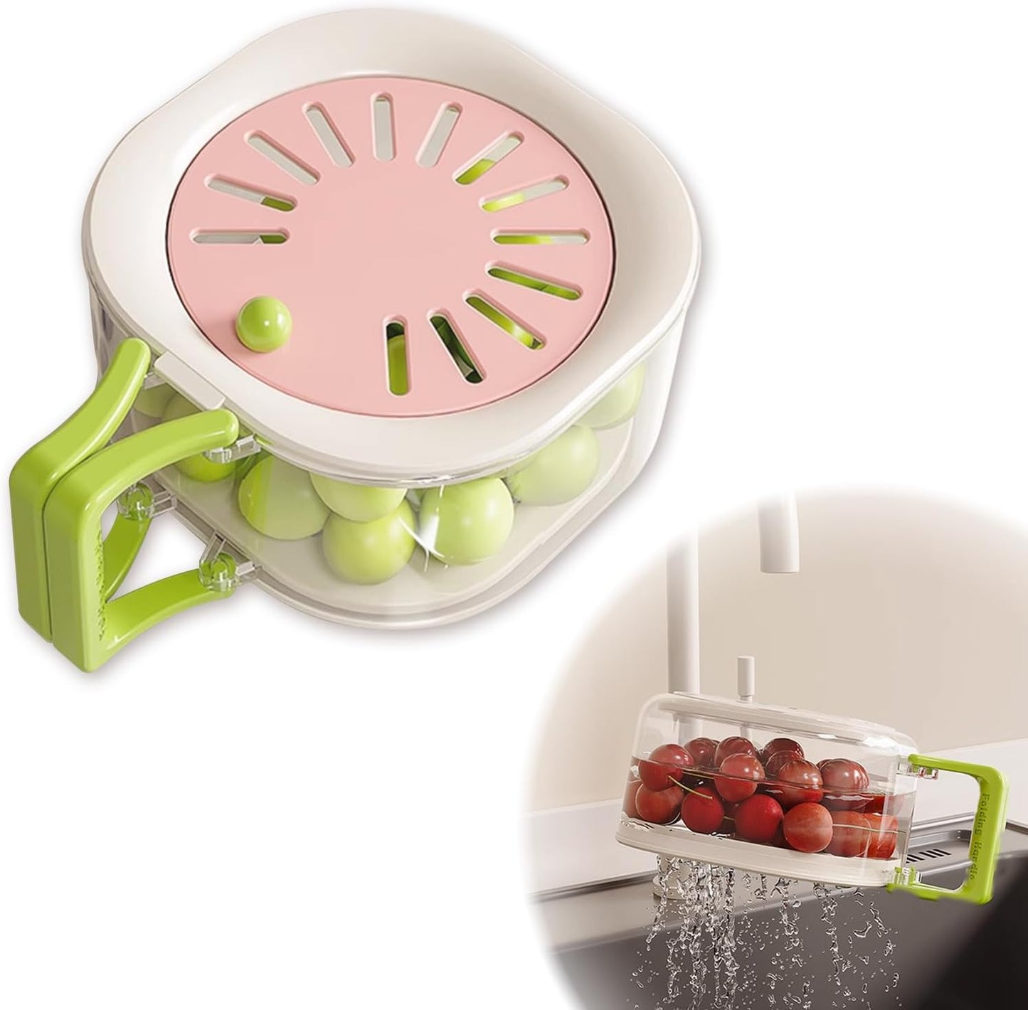 2-in-1 Fruit Drainer & Washer (Pink)
