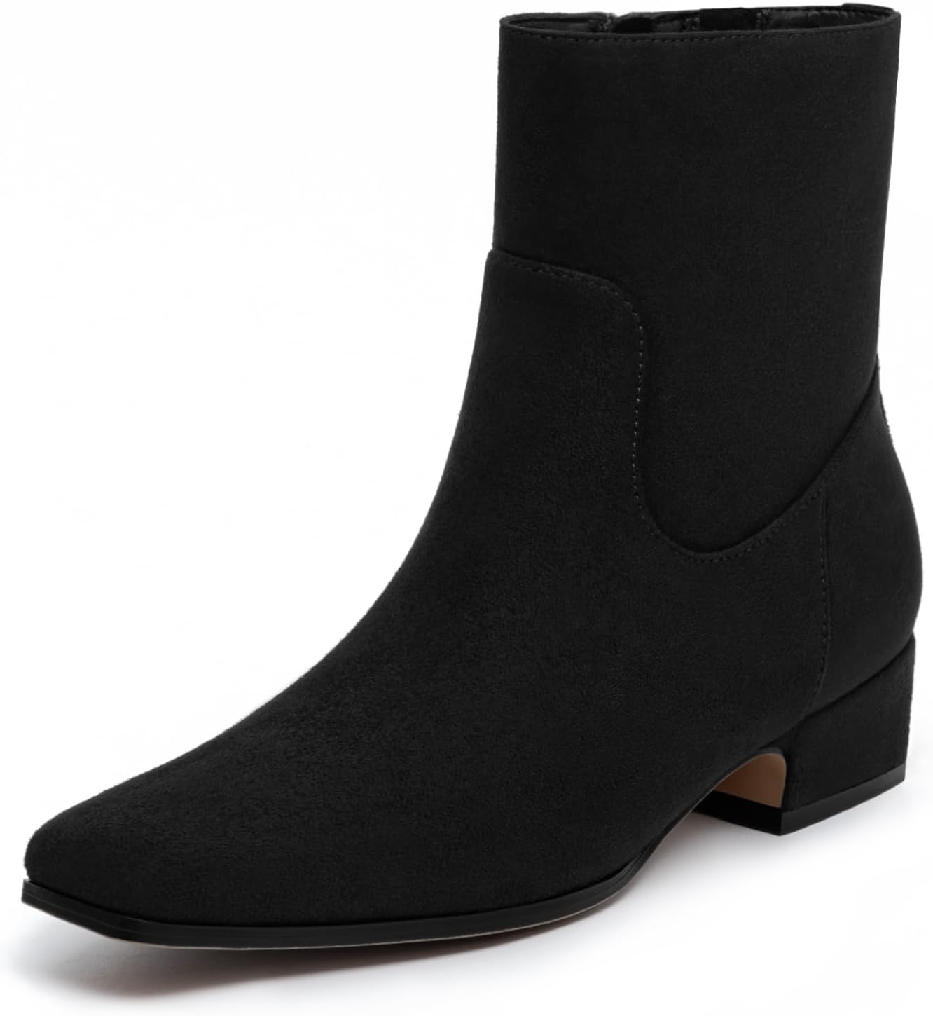 Athlefit Women's Chunky Low Heel Ankle Boots for Stylish Comfort