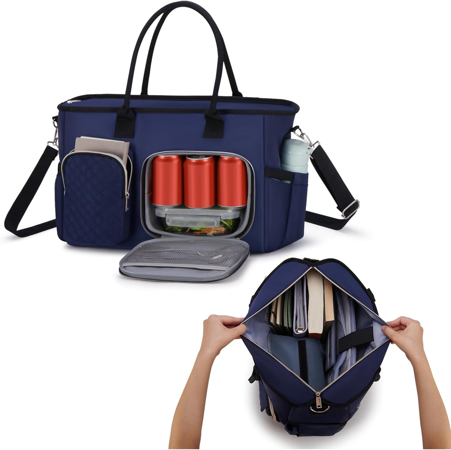 Women Laptop Tote Bag with Insulated Lunch Compartment