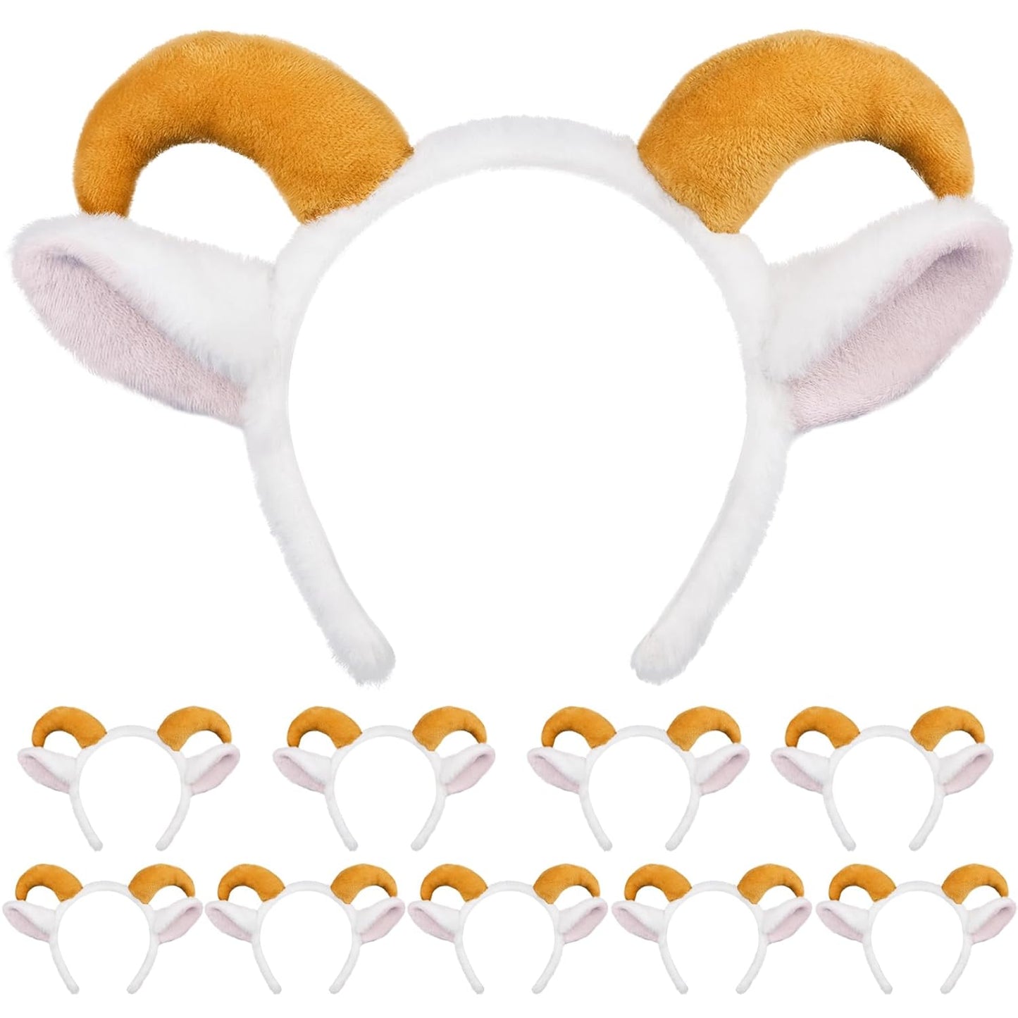 Beviliu Goat Ears Headband with Ram Horns for Fun Occasions