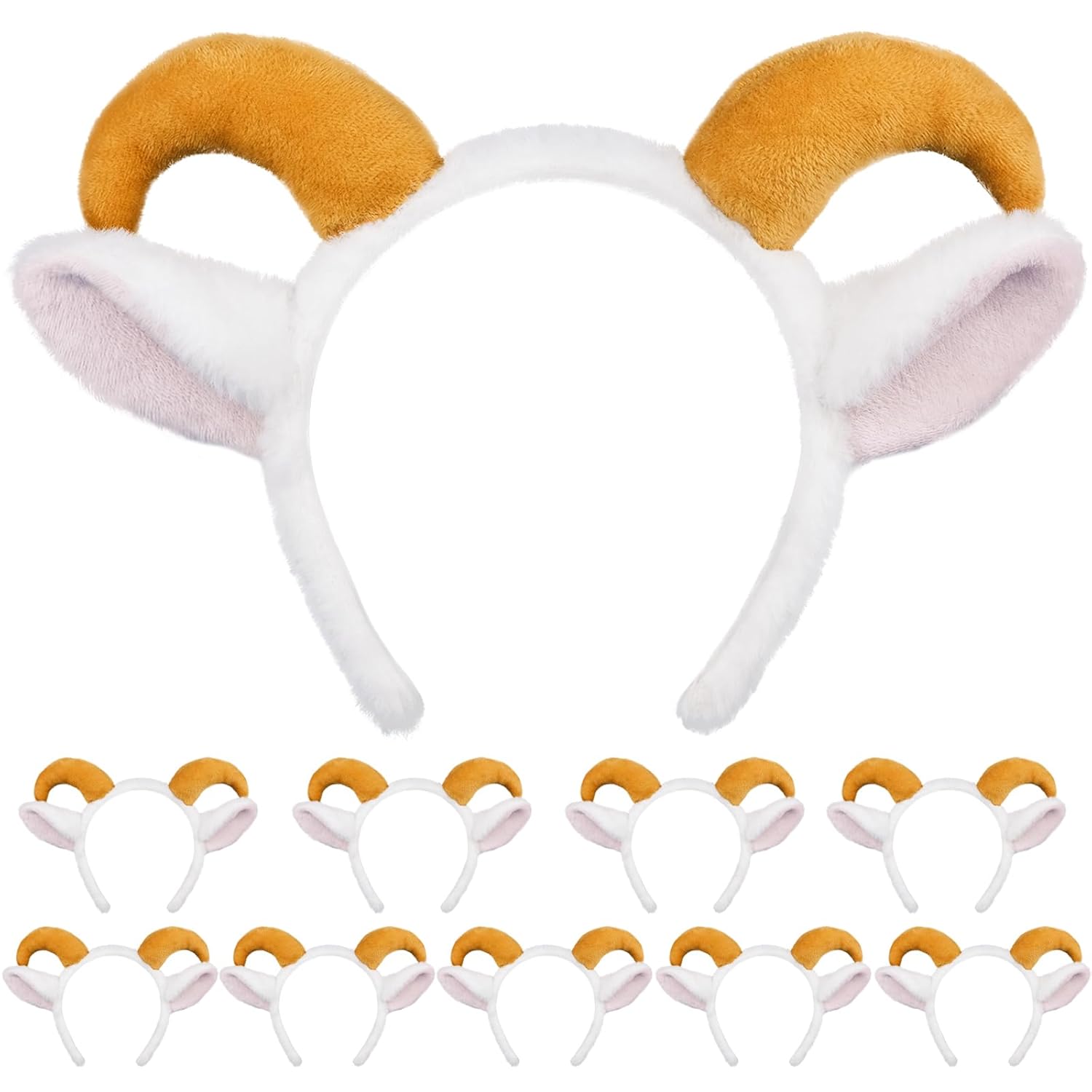 Beviliu Goat Ears Headband with Ram Horns for Fun Occasions
