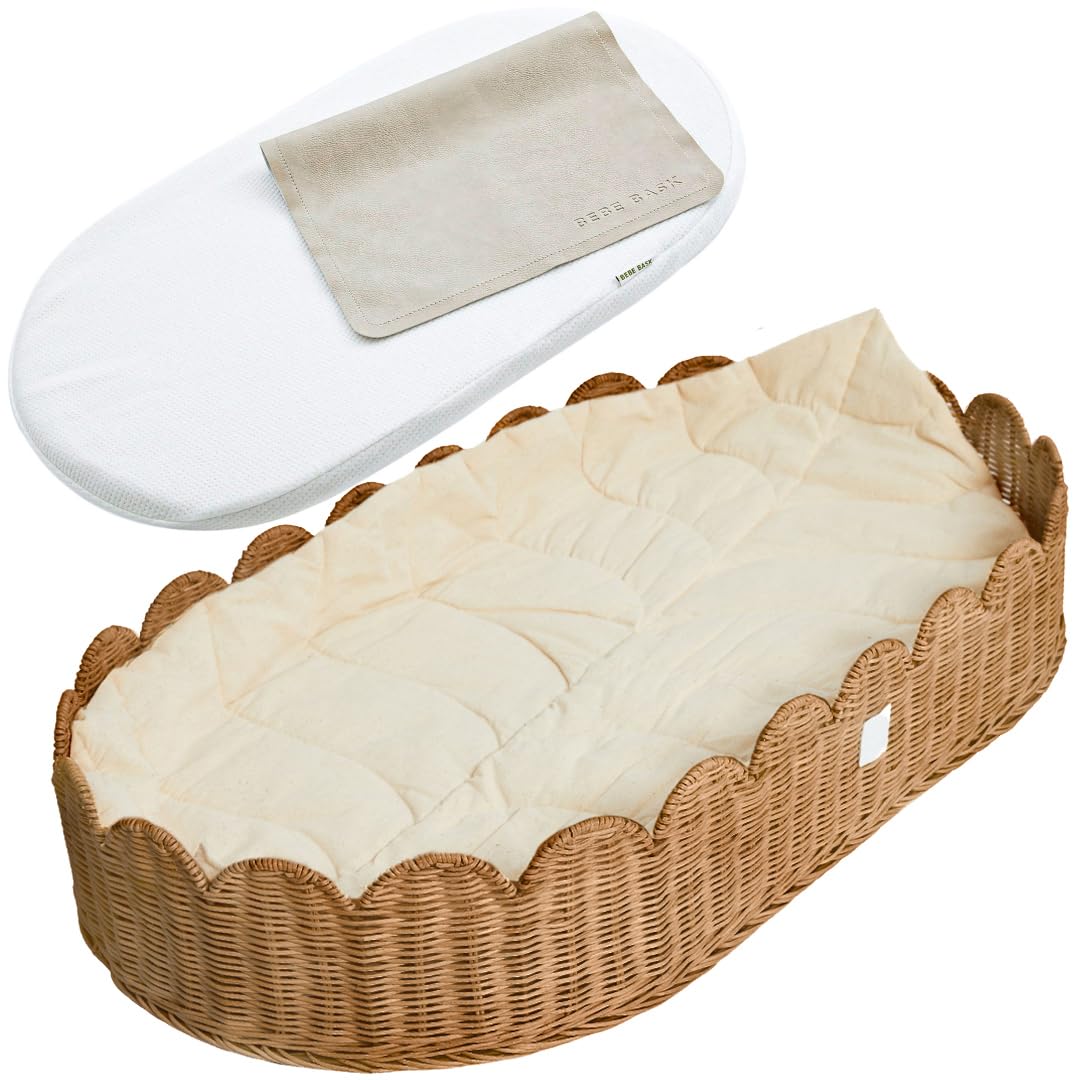 BEBE BASK Premium Baby Changing Basket - Artisan-Crafted Rattan