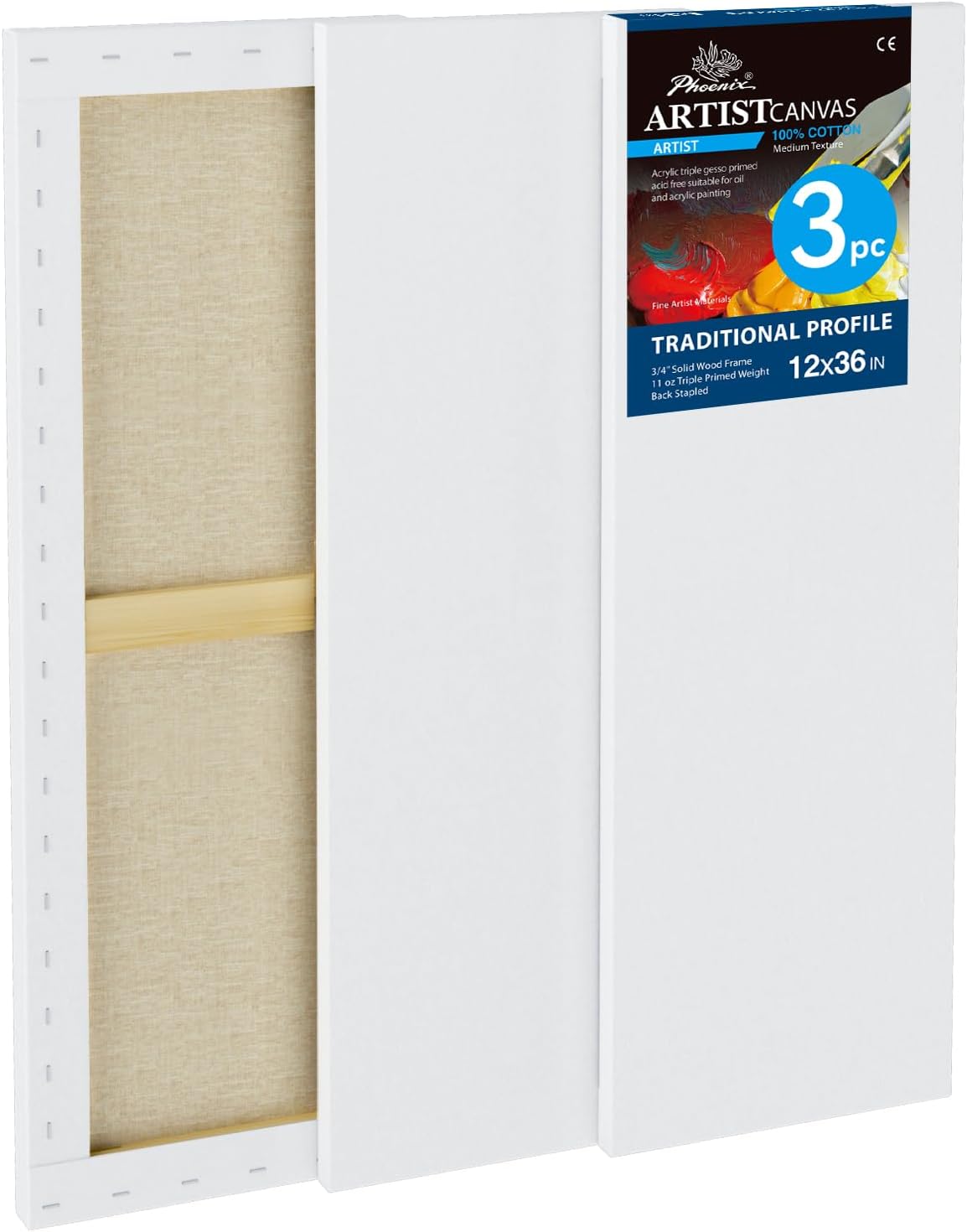 PHOENIX 12x36 Inch Artist Canvas Pack for Professional Painting