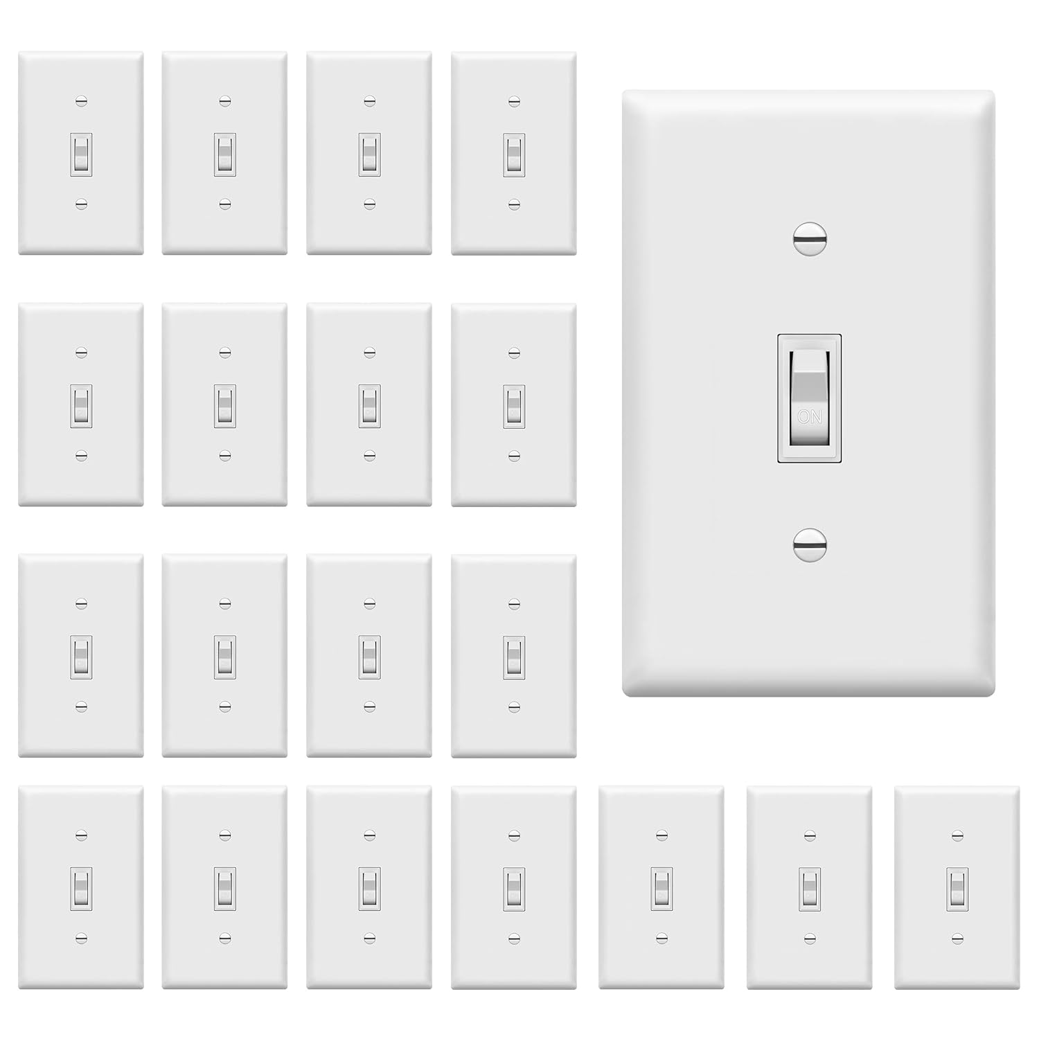 ENERLITES Toggle Light Switch with Wall Plate, 20 Pack for Home