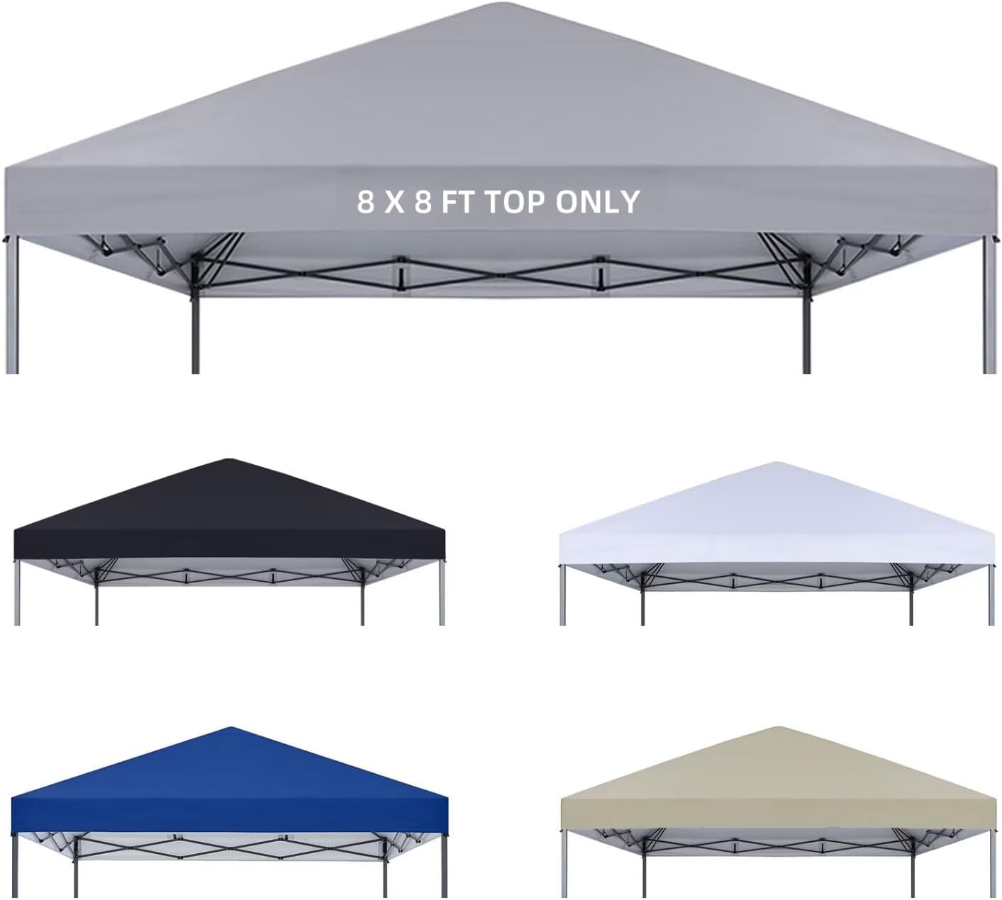 8x8 Canopy Replacement Top Waterproof Cover for Outdoor Use