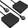 10ft Slim Surge Power Strip 4 Outlets, 3 USB, Fast Charging, Black, 2 Pack