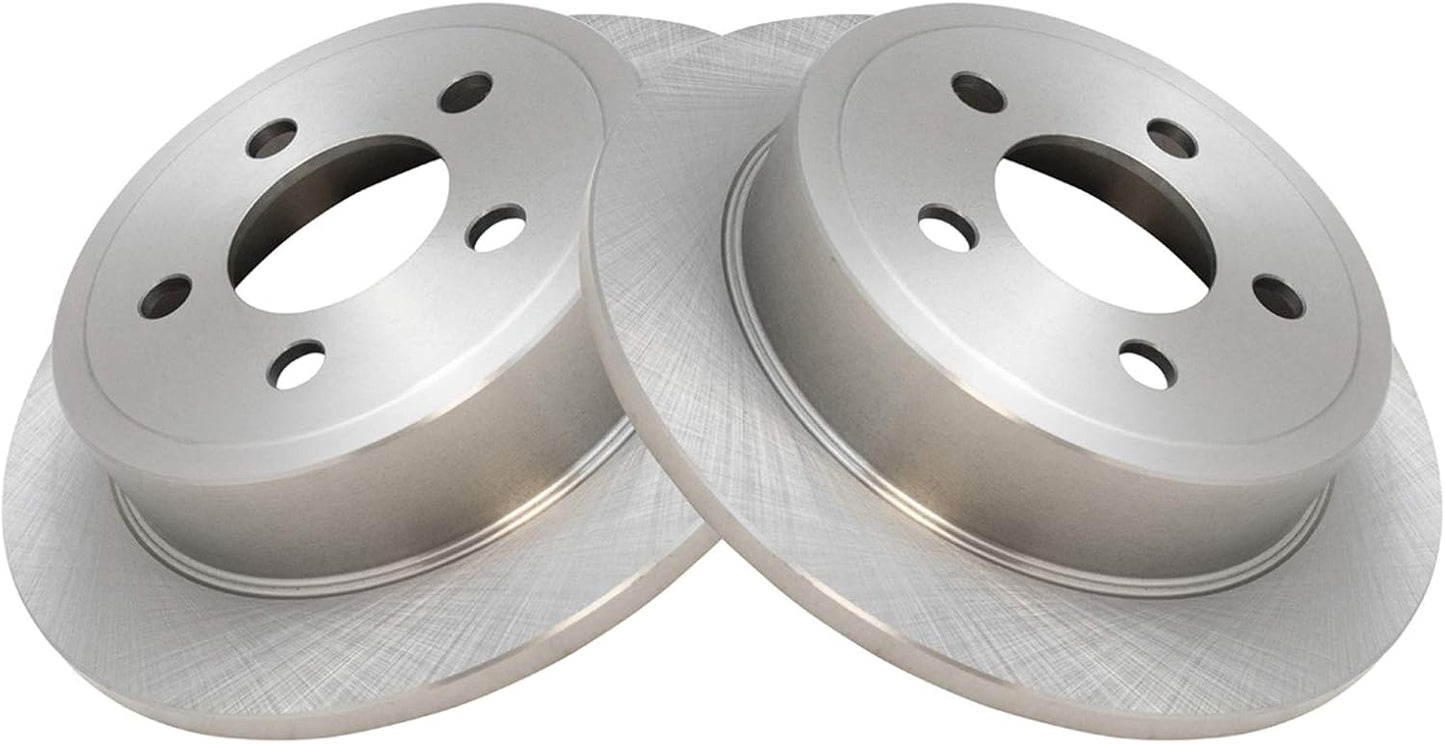 TRQ Rear Brake Rotors Set Solid for Jeep Liberty and Wrangler