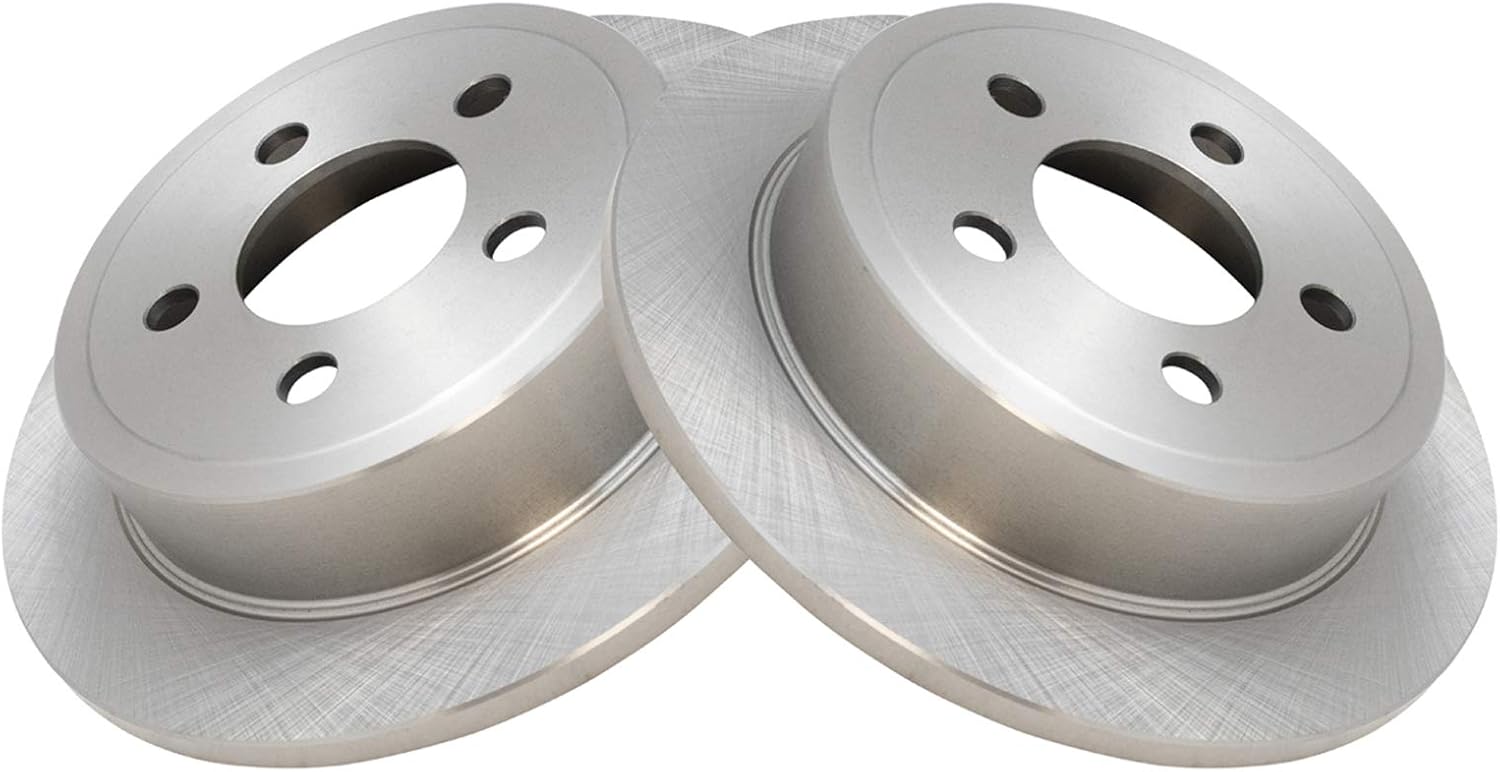 TRQ Rear Brake Rotors Set Solid for Jeep Liberty and Wrangler