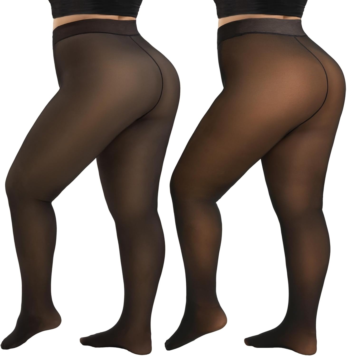 Plus Size Fleece Lined Tights for Women - Thermal Comfort