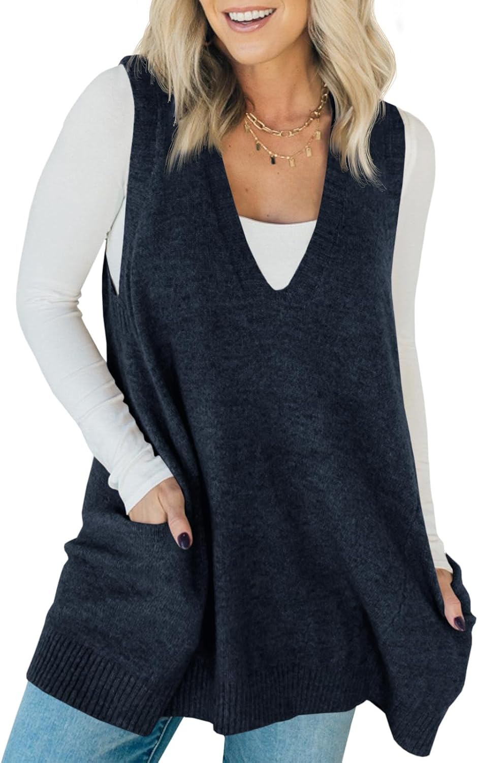 Saodimallsu Womens Sleeveless Sweater Vest for Casual Style