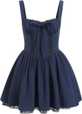 Corset Dresses for Women Spaghetti Straps Short Mini Floral Lace