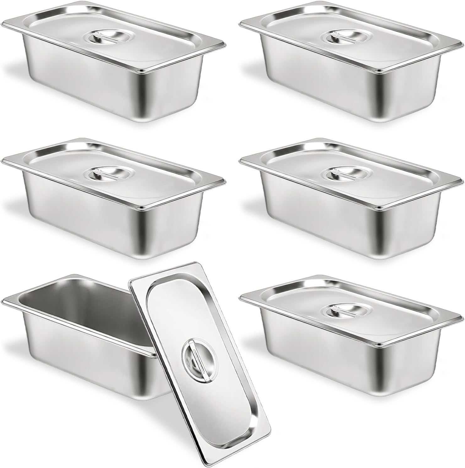 6 Set Stainless Steel Hotel Pans for Catering and Food Storage