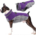 Large Purple Dog Winter Coat with Built-In Harness - XL